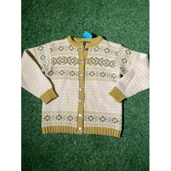 Wool Cardigan Sweater Fair Isle Nordic Button Up Winter Warm  Cozy - Picture 1 of 9